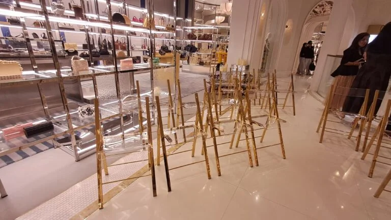 Gold Acrylic Folding Chair Setup