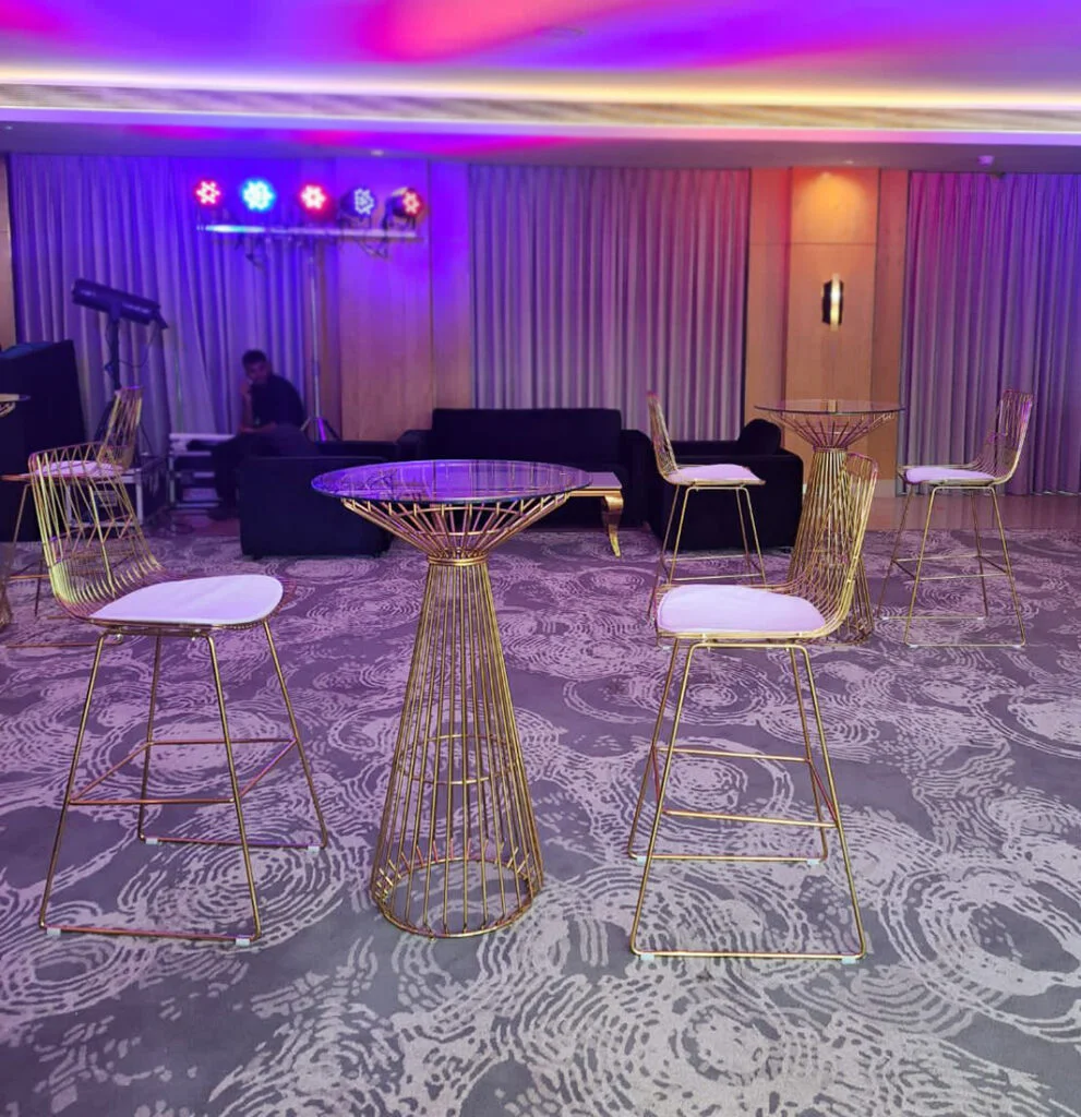 Gold Arrow Bar Chair Setup