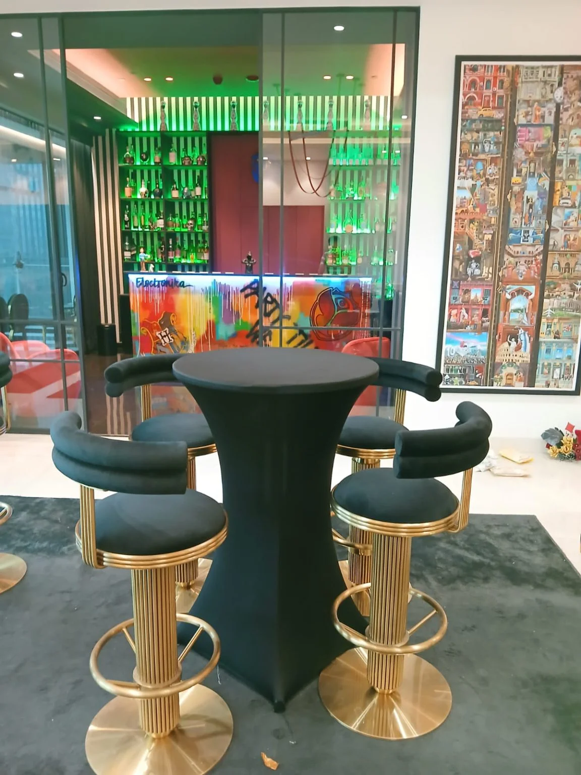 Black Gold Bar Chair Setup