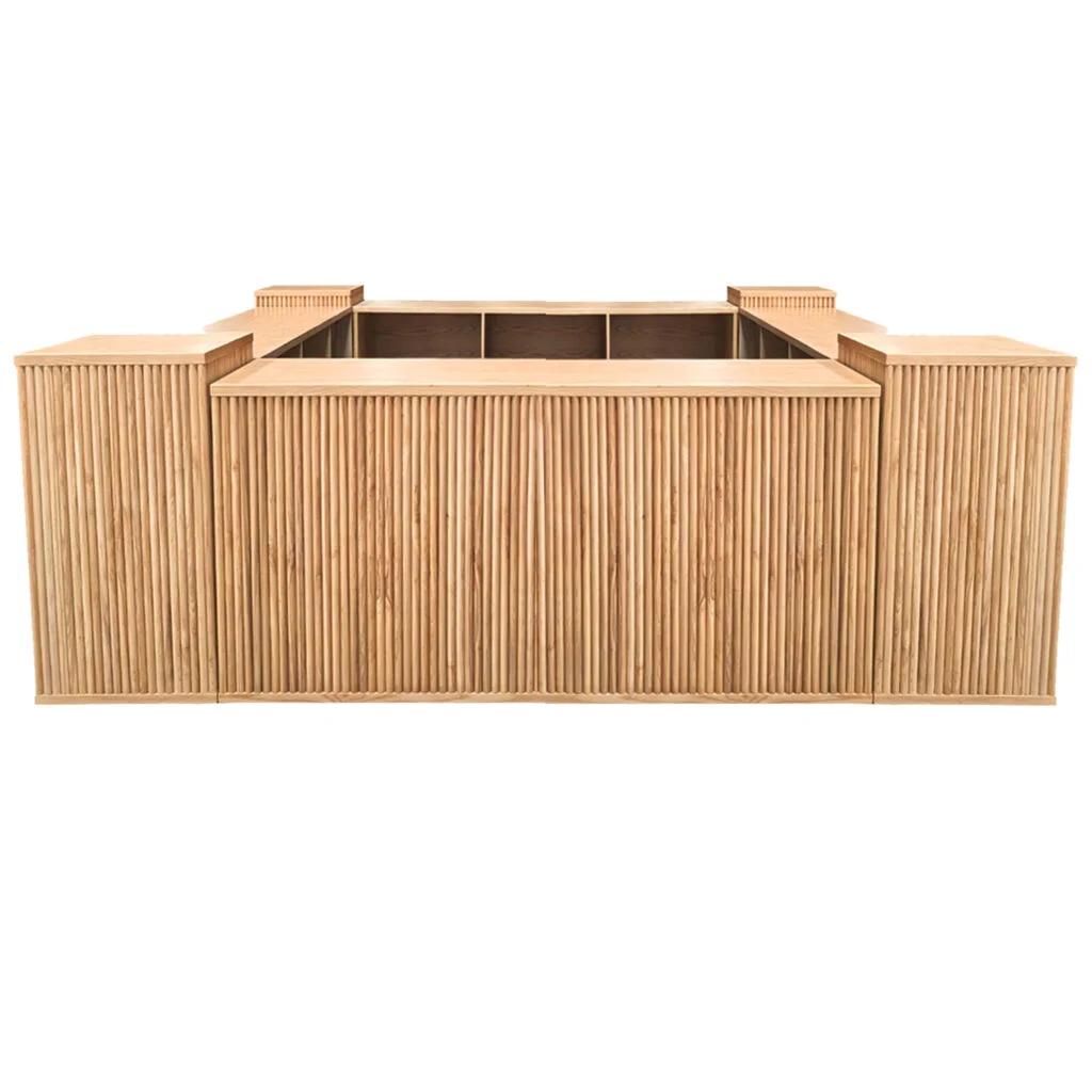 Rustic Wooden Island Bar Counter 1set Setup