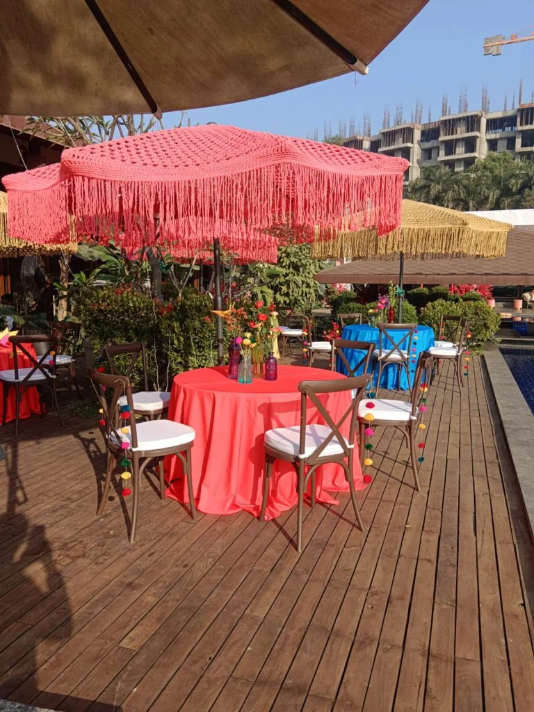 Macrame Umbrella - Pink Setup