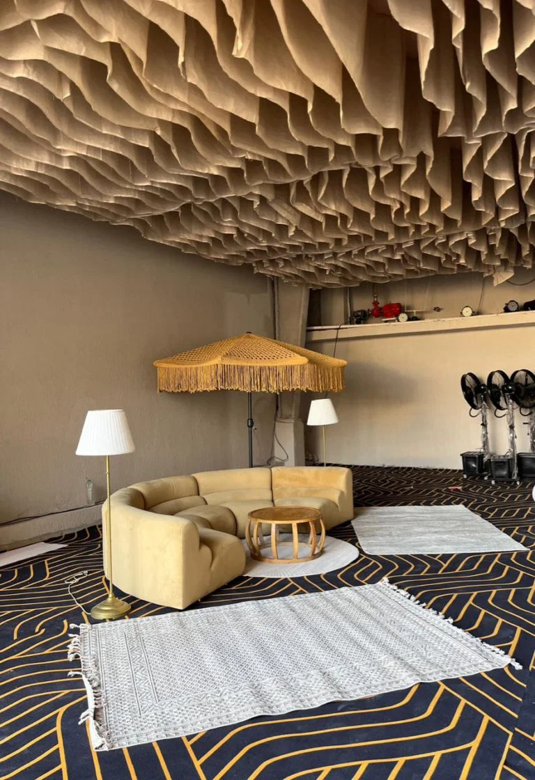 Macrame Umbrella - Beige Setup