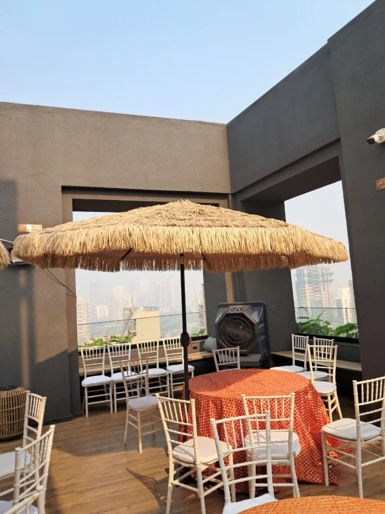 Straw Umbrellas Setup