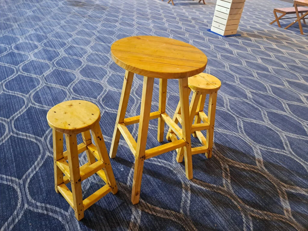 Wooden Bar Stool Setup