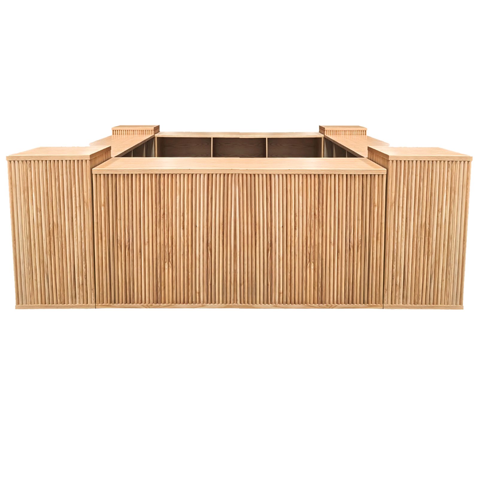 Rustic Wooden Island Bar Counter 1set