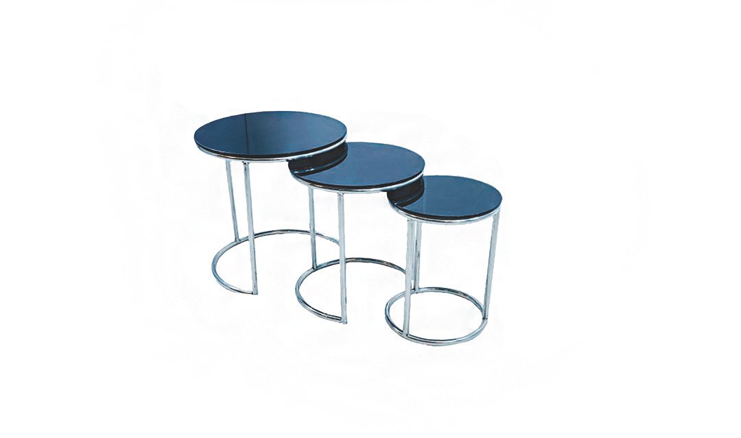 Black Glass Coffee Table (Set of 3)
